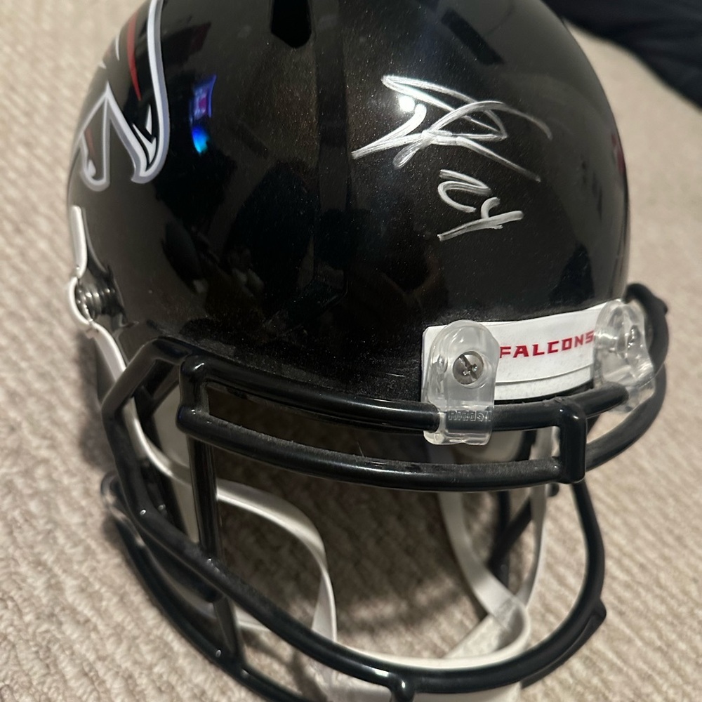 Black Football Helmet with Signature